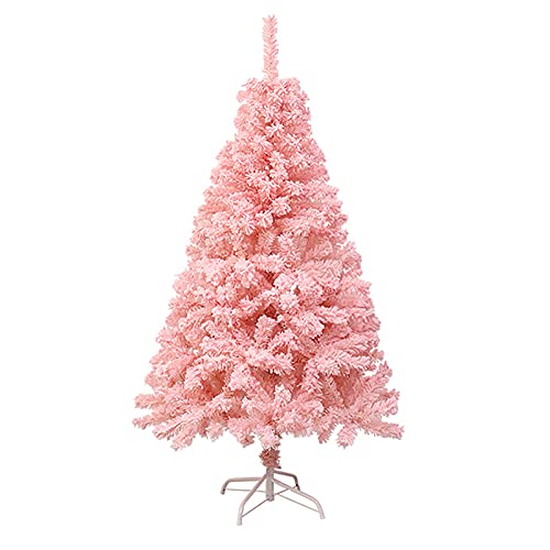 Rosa beflockter Mini-Weihnachtsbaum, künstlicher Weihnachtsbaum für den Tisch, Dekoration für den Innenbereich, einfacher Aufbau, für Zuhause, Bürobedarf, Geschenk, Rosa, 150 cm (5 Fuß) Atmosphere von MAKAFDGAS