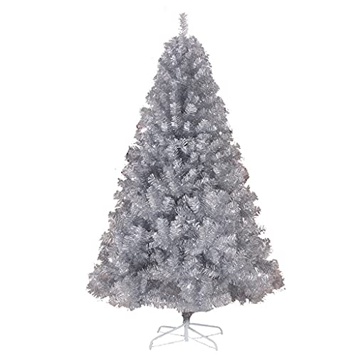 Silberner Weihnachtsbaum, 120/150/180/210/240 cm, künstlicher buschiger Weihnachtsbaum und Weihnachtsbaum-Metallständer für die Dekoration von Feiertags-, Heim- und Büropartys (Farbe: Silber, Größe: von MAKAFDGAS