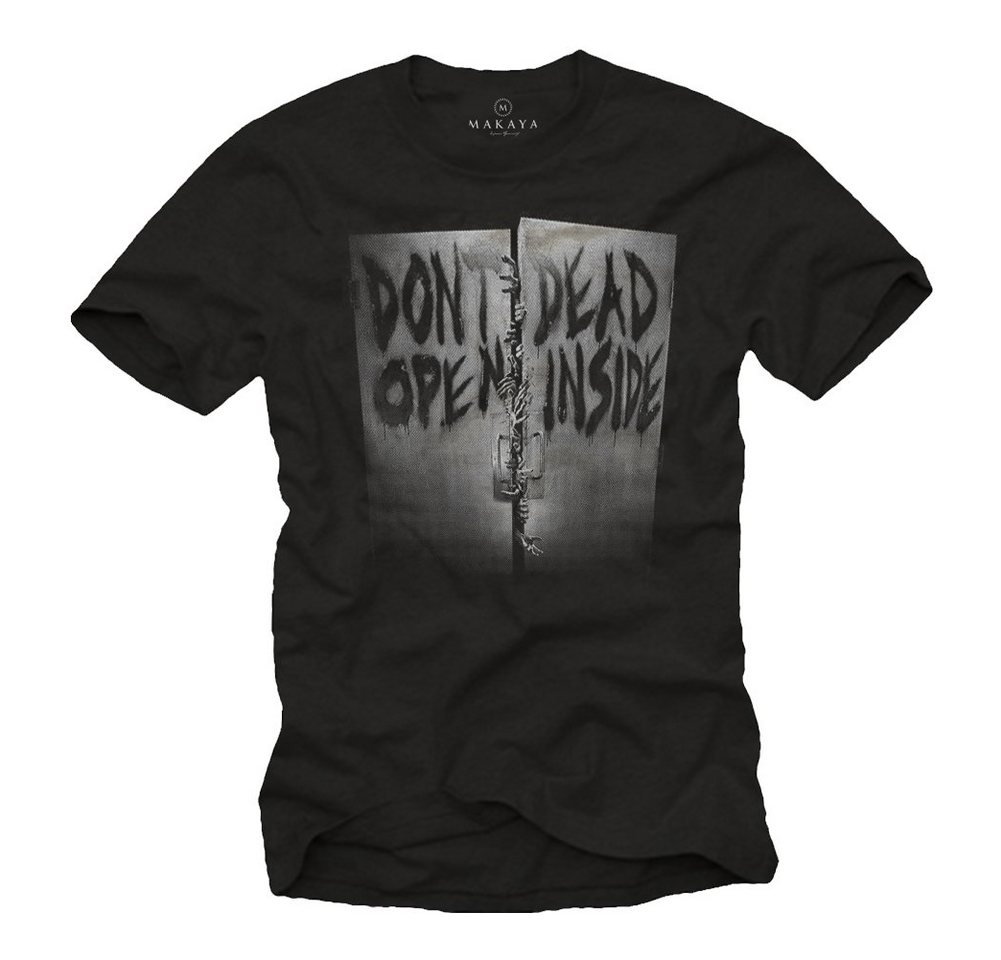 MAKAYA T-Shirt Herren Aufdruck Dead Inside T-Shirt Walking Zombie Motiv Männer mit Druck, aus Baumwolle von MAKAYA