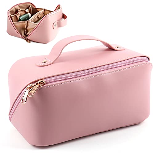 Kosmetiktasche mit großer Kapazität, Reise-Kosmetiktasche mit Griff, tragbare Reißverschluss-Kosmetiktasche, Kulturbeutel, Make-up-Tasche, Pink, Kosmetiktasche mit großem Fassungsvermögen Kosmetiktasche mit großer Kapazität, Reise-Kosmetiktasche mit Griff, tragbare Reißverschluss-Kosmetiktasche, Kulturbeutel, Make-up-Tasche, Pink, Kosmetiktasche mit großem Fassungsvermögen von MAMUNU