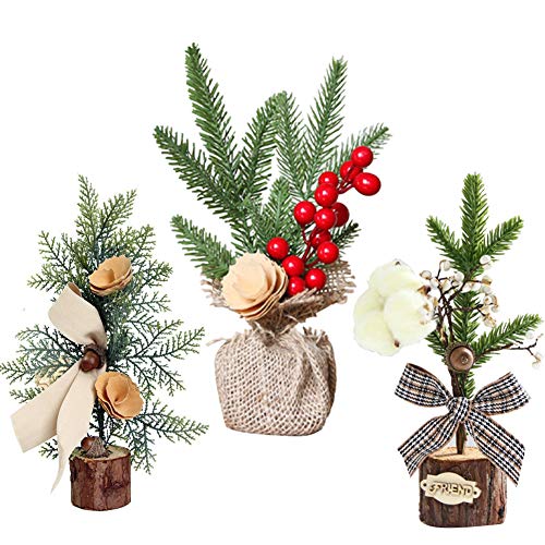 MANFUKUYA 3 Stück Mini-Desktop-Weihnachtsbäume – handgefertigter Weihnachtsbaum, Dekorationen, Weihnachten, Tischdekorationsbaum, verwendet für Home-Office-Shopping-Bar (25, 31, 25 cm) von MANFUKUYA