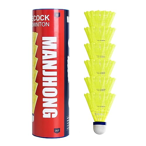 MANJHONG Federbälle Nylon Badminton Bälle für Anfänger, Freizeit, Training, Indoor und Outdoor Spiele, (Kork) 6er Gelb MANJHONG Federbälle Nylon Badminton Bälle für Anfänger, Freizeit, Training, Indoor und Outdoor Spiele, (Kork) 6er Gelb von MANJHONG
