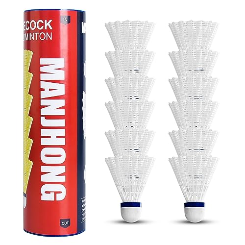 MANJHONG Federbälle Nylon Badminton Bälle für Anfänger, Freizeit, Training, Indoor und Outdoor Spiele, (Kork) 12er Weiß MANJHONG Federbälle Nylon Badminton Bälle für Anfänger, Freizeit, Training, Indoor und Outdoor Spiele, (Kork) 12er Weiß von MANJHONG