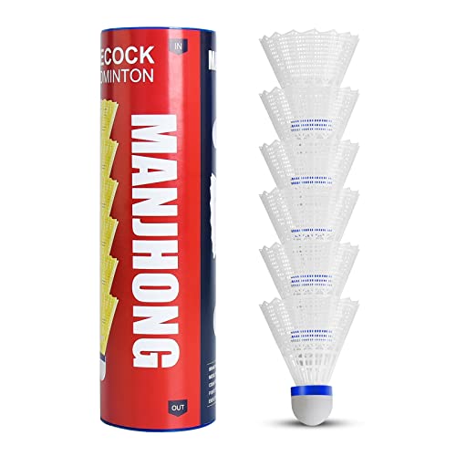 MANJHONG Federbälle Nylon Badminton Bälle für Anfänger, Freizeit, Training, Indoor und Outdoor Spiele, 6X Weiß MANJHONG Federbälle Nylon Badminton Bälle für Anfänger, Freizeit, Training, Indoor und Outdoor Spiele, 6X Weiß von MANJHONG