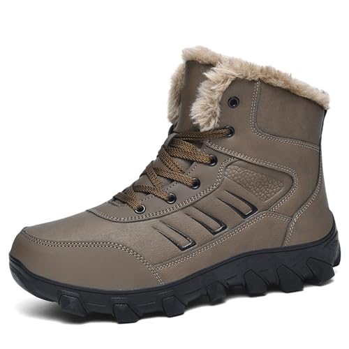 MANYUBEI Herren Schneestiefel, Winterstiefel Große Größe Wasserdicht Samtig Warm Hohe Baumwollschuhe rutschfeste Kurze Outdoor Stiefel, Lässige Wanderstiefel, 40 EU,Brown von MANYUBEI