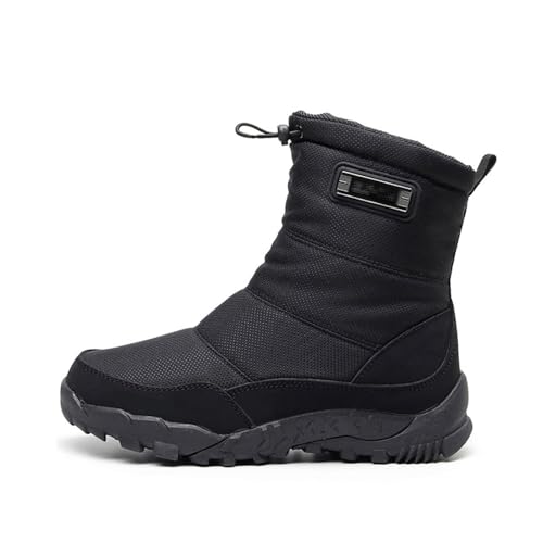 MANYUBEI Herren Schneestiefel, Winterstiefel Wollfutter Wasserdicht Warm Hohe Baumwollschuhe Leichte rutschfeste Outdoor Kurzstiefel Lässige Wanderstiefel, 41 EU,Black von MANYUBEI