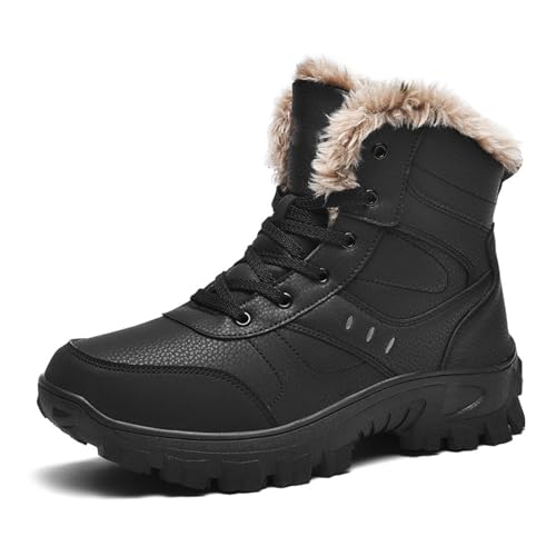 MANYUBEI Herren Winterstiefel, Große Schneestiefel Hohe Baumwollschuhe Plüschfutter Wasserdicht Warm rutschfest Für Den Außenbereich Kurze Stiefel Lässige Wanderstiefel, 46 EU,Brown von MANYUBEI