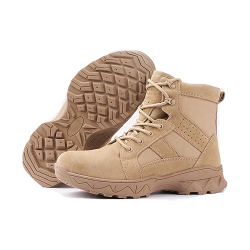 MANYUBEI Herren Winterstiefel, Integrierte Outdoor Schneestiefel Aus Leder Und Fell wasserdichte Warme High Top Winter Baumwollschuhe rutschfeste Kurze Stiefel, Kältebeständige Stiefel, 42 EU,Camel von MANYUBEI