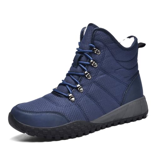 MANYUBEI Herren Winterstiefel, Schneestiefel Verdicktes Fell Gefüttert Hohe wasserdichte Warme Baumwollschuhe rutschfeste Outdoor Wander Kurzstiefel, 40 EU,Blue von MANYUBEI