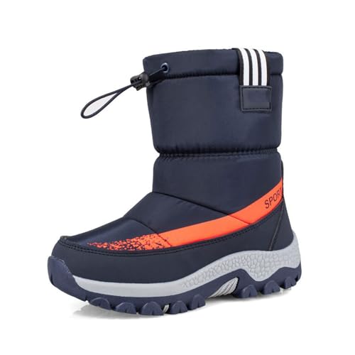 MANYUBEI Kinder Schneestiefel, Jungen Und Mädchen Winter Warme Baumwollschuhe Verdickter Plüsch Wasserdicht Mit Rutschfesten Steigeisen Outdoor Wanderstiefel, Kurze Stiefel, 36 EU,Orange von MANYUBEI