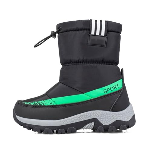 MANYUBEI Kinder Schneestiefel, Jungen Und Mädchen Winter Warme Baumwollschuhe Verdickter Plüsch Wasserdicht Mit Rutschfesten Steigeisen Outdoor Wanderstiefel, Kurze Stiefel,33 EU,Green von MANYUBEI