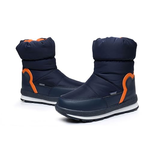 MANYUBEI Kinder Schneestiefel, Jungen Und Mädchen Winter Warme Baumwollschuhe Verdicktes Fell Zum Anziehen Wasserdicht rutschfest, Outdoor Wanderstiefel Kurze Stiefel, 29 EU,Blue von MANYUBEI