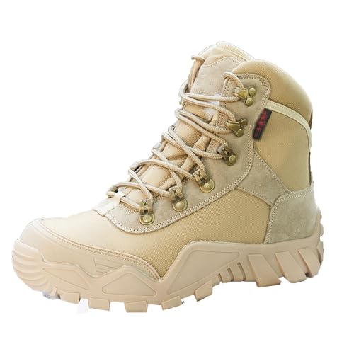 MANYUBEI Winter Schneestiefel Für Herren, Dickes Fell Integrierte Warme wasserdichte rutschfeste High Top Baumwollstiefel Kurze Outdoor Stiefel, Kältebeständige Stiefel, 44 EU,Camel von MANYUBEI