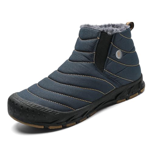 Warme Herren Baumwollschuhe Für Den Winter, Große Schneestiefel Verdicktes Mit Fell Gefüttertes Wasserdichtes Rutschfestes Outdoor Stiefeletten Für Den Außenbereich, Kurze Stiefel , 39 EU , Blue von MANYUBEI