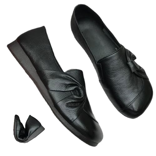 MAOAEAD Damen-Lederschuhe mit weicher Sohle, rutschfest, weich, orthopädische Schuhe, leicht, atmungsaktiv, Slipper, Loafers, lässig, bequem, flache Wanderschuhe (schwarz, 40-) MAOAEAD Damen-Lederschuhe mit weicher Sohle, rutschfest, weich, orthopädische Schuhe, leicht, atmungsaktiv, Slipper, Loafers, lässig, bequem, flache Wanderschuhe (schwarz, 40-) von MAOAEAD