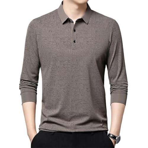 MAOAEAD Elegantes Herren-Poloshirt mit 3 Knöpfen, Reverskragen, langärmelig, für den Herbst, Business, Golfshirt für Herren (Kaffee, M (45–55 kg)) von MAOAEAD