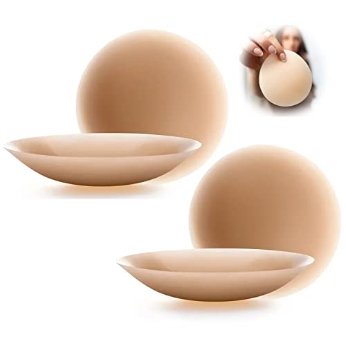 MAOAEAD Go Braless Seamless Cake Cover, Ultra Thin Invisible Bra Nipple Covers for Women, Reusable Sweatproof Silicone Pasties (Mocha X 2 Pairs,D+++ Cup) von MAOAEAD