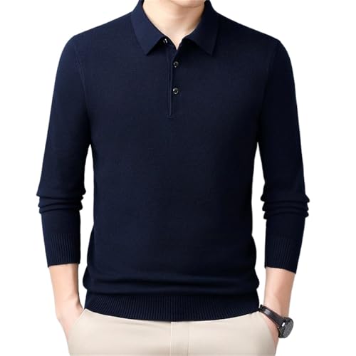 MAOAEAD Herren Herbst Solid Polo Knit Slim Fit Casual Langarm Wollpullover Langarm Poloshirts Revers Golf Pullover für Herren von MAOAEAD