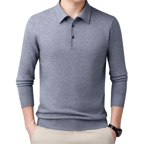 MAOAEAD Herren Herbst Solid Polo Knit Slim Fit Casual Langarm Wollpullover Langarm Poloshirts Revers Golf Pullover für Herren von MAOAEAD