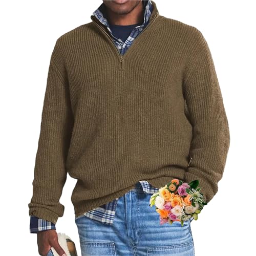 MAOAEAD Herren-Pullover aus Baumwolle, Business-Casual-Reißverschluss, 1/4-Reißverschluss, langärmelig, Rollkragenpullover, Rollkragenpullover für Herren (Braun, Größe XL) MAOAEAD Herren-Pullover aus Baumwolle, Business-Casual-Reißverschluss, 1/4-Reißverschluss, langärmelig, Rollkragenpullover, Rollkragenpullover für Herren (Braun, Größe XL) von MAOAEAD