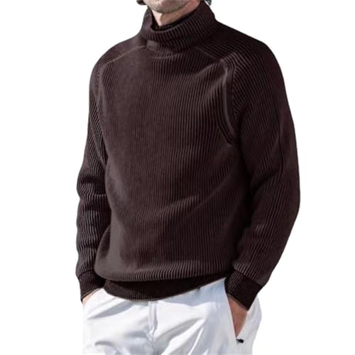 MAOAEAD Klassischer einfarbiger Rollkragenpullover für Herren, hoher Kragen, lässiges Langarm-Top, lockerer Rollkragenpullover für Herren (Kaffee, XXL) von MAOAEAD