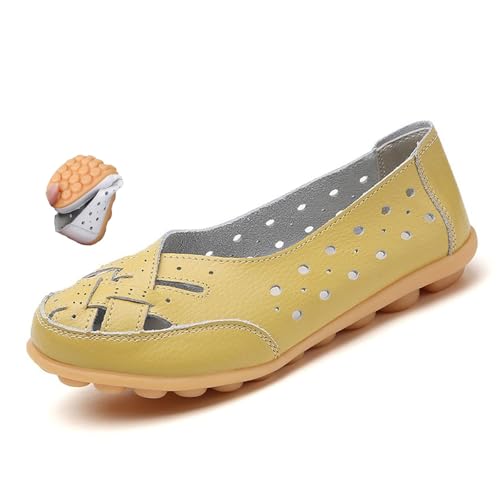 MAOAEAD Orthopädische Loafer aus atmungsaktivem Leder, weiches Leder, Loafer für Damen, klassische Slip-On-Slipper und Mokassins, Grün, Größe 36 EU von MAOAEAD