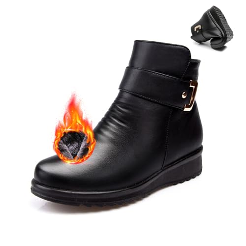 MAOAEAD Orthopädische Stiefel für Damen, Metallschnalle, echtes Leder, Wolle, Winter, warm, rutschfest, Samt, Leder, Stiefeletten & Booties, Mit schwarzem Samt gefüttert, 41 EU MAOAEAD Orthopädische Stiefel für Damen, Metallschnalle, echtes Leder, Wolle, Winter, warm, rutschfest, Samt, Leder, Stiefeletten & Booties, Mit schwarzem Samt gefüttert, 41 EU von MAOAEAD