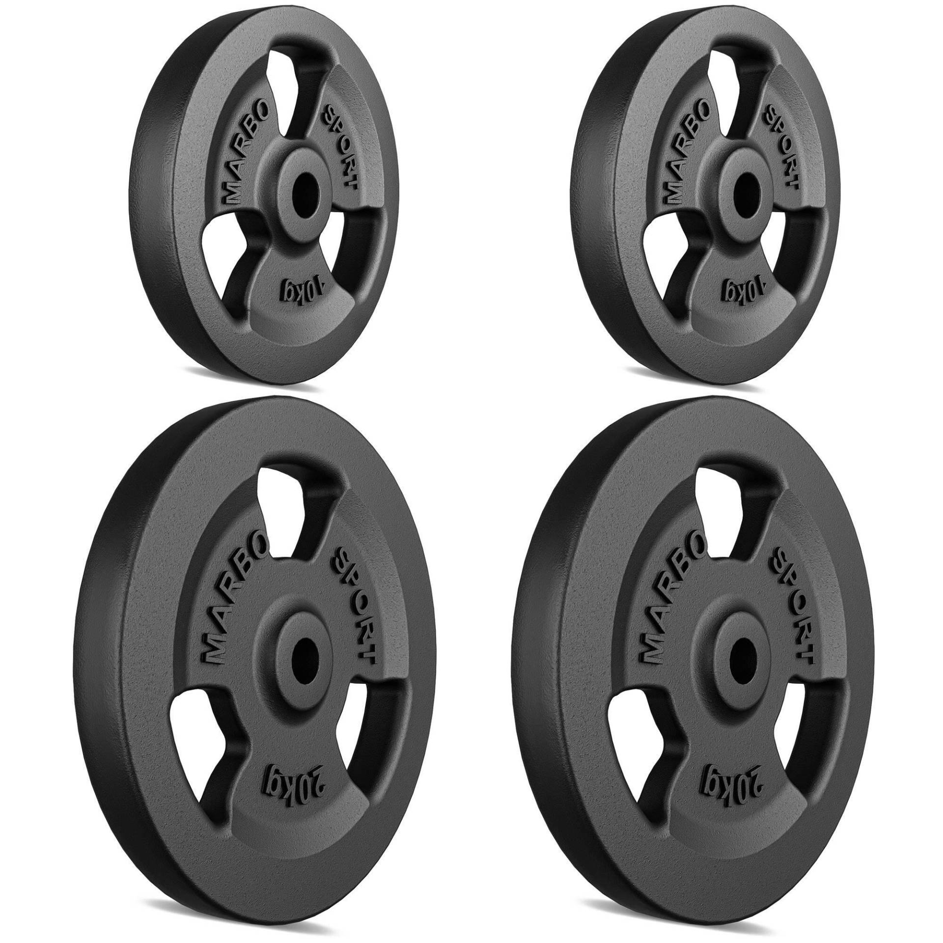 Tri-Grip Guss Hantelscheiben Set Gewichte mit ø31 mm Bohrung 60 kg von MARBO SPORT