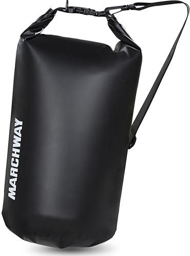 MARCHWAY Schwimmender wasserdichter Dry Bag 5L/10L/20L/30L, Roll-Top-Sack hält Ausrüstung trocken für Kajakfahren, Rafting, Bootfahren, Bergsteigen, Klettern, Schwimmen, Angeln (schwarz, 30L) von MARCHWAY