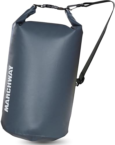 MARCHWAY Schwimmender wasserdichter Rucksack mit 5 l/10 l/20 l/30 l/40 l, Roll-Top-Rucksack hält Ausrüstung trocken für Kajakfahren, Rafting, Bootfahren, Schwimmen, Camping, Angeln (grau, 40 l) von MARCHWAY