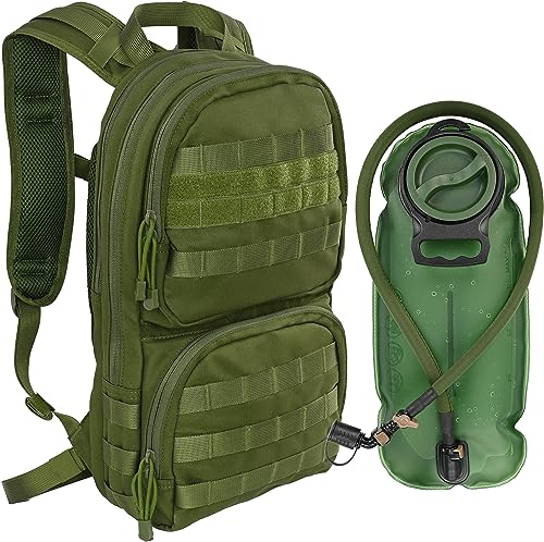 MARCHWAY Taktischer Molle Trinkrucksack mit 3L TPU Wasserblase, Militärrucksack für Rucksackreisen, Wandern, Laufen, Radfahren (Grün) von MARCHWAY