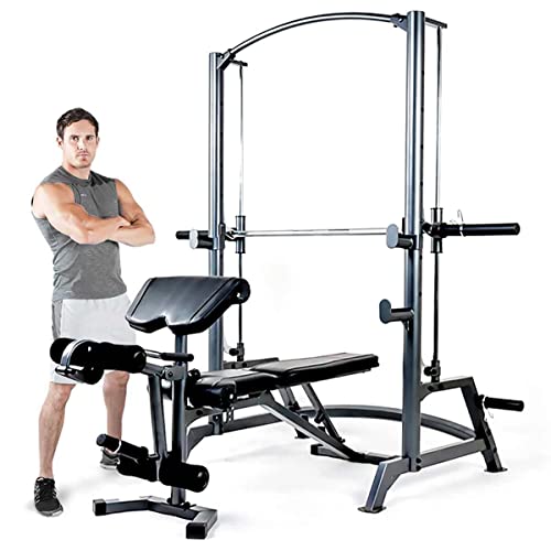 MARCY sm-1050 Home Gym Smith Maschine (Gewicht Bench von 600 lbs Gewicht Kapazität, verstellbare Bank, Preacher Pad und sicher Home Training) von MARCY