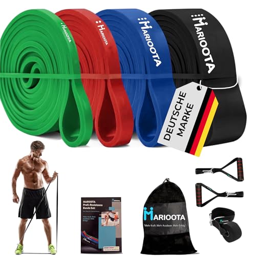 MARIOOTA Premium-Resistance Bands Set – 4 Widerstandsstufen | Fitnessbänder mit rutschfesten Griffen, strapazierfähigem Türanker & Tragetasche | Perfekt für Krafttraining, Yoga & Ganzkörper-Workouts von MARIOOTA