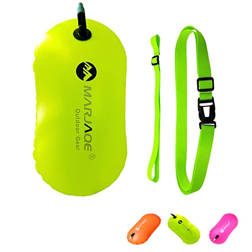 MARJAQE Schwimmboje für Schwimmer, Triathleten, Kajakfahrer, Schnorchler, Schwimmkörper und Drybag für offene Wasserschwimmboje für sicheres Schwimmtraining (grün) von MARJAQE