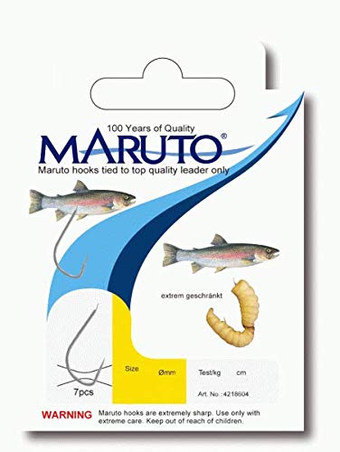 Maruto Bienenmadenhaken gebunden - 0,18mm 6 Angelhaken für Forellen, Forellenhaken, Haken für Forelle, Forellenangeln, Größe:4 Maruto Bienenmadenhaken gebunden - 0,18mm 6 Angelhaken für Forellen, Forellenhaken, Haken für Forelle, Forellenangeln, Größe:4 von MARUTO
