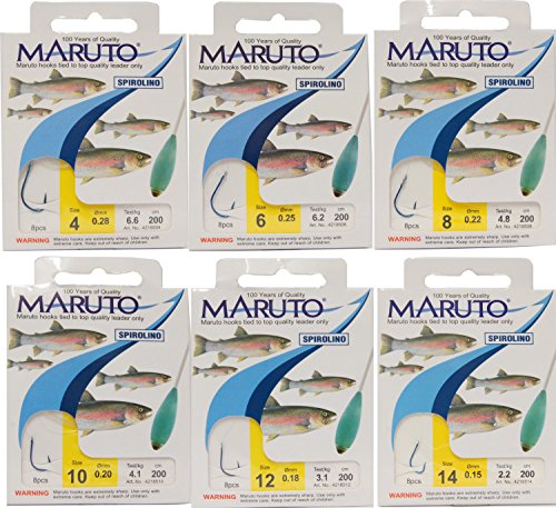 Maruto Forellenhaken, Sbirulino Haken, Forellenangeln, Forellenvorfach 2m, Angelhaken zum Forellenangeln, Haken für Forelle, blaue Haken mit langem Forellenvorfach, Größe/Tragkraft/Durchmesser/Inhalt:Gr.10/4.1kg/0.20mm/8 Haken pro Packung Maruto Forellenhaken, Sbirulino Haken, Forellenangeln, Forellenvorfach 2m, Angelhaken zum Forellenangeln, Haken für Forelle, blaue Haken mit langem Forellenvorfach, Größe/Tragkraft/Durchmesser/Inhalt:Gr.10/4.1kg/0.20mm/8 Haken pro Packung von MARUTO