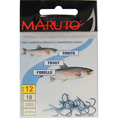 Maruto Forellenhaken Forellen Haken Forellenangeln mit Plättchen, Hakengröße von 4 bis 14 wählbar, Blauer Angelhaken, dünner Trouthaken, Größe:12 Maruto Forellenhaken Forellen Haken Forellenangeln mit Plättchen, Hakengröße von 4 bis 14 wählbar, Blauer Angelhaken, dünner Trouthaken, Größe:12 von MARUTO