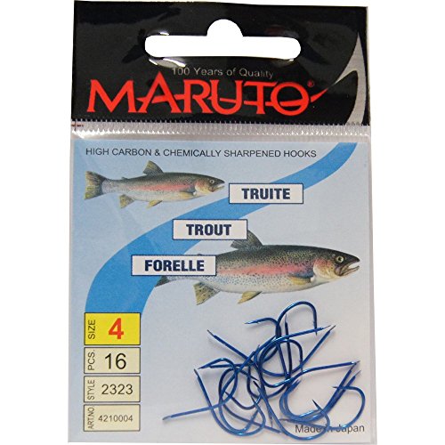 Maruto Forellenhaken Forellen Haken Forellenangeln mit Plättchen, Hakengröße von 4 bis 14 wählbar, Blauer Angelhaken, dünner Trouthaken, Größe:4 Maruto Forellenhaken Forellen Haken Forellenangeln mit Plättchen, Hakengröße von 4 bis 14 wählbar, Blauer Angelhaken, dünner Trouthaken, Größe:4 von MARUTO