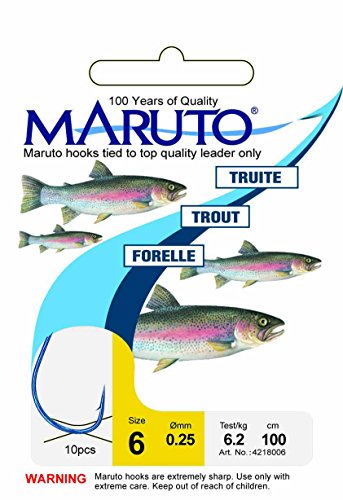 Maruto Forellenhaken Haken Vorfachhaken Farbe Blau - Forellenangeln - Angelhaken für den Forellensee - Forellenangeln - Forelle von MARUTO