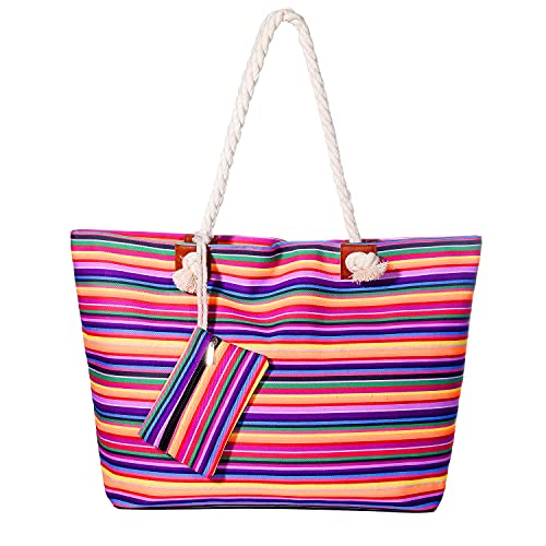MASADA Badetasche XXL Familie Strandtasche Damen Beach bag groß mit Reißverschluss - Rainbow MASADA Badetasche XXL Familie Strandtasche Damen Beach bag groß mit Reißverschluss - Rainbow von MASADA