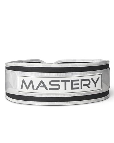 MASTERY Lifter's Belt - Gewichthebergürtel für Cross Training, Gewichtheben, Fitness, Kniebeugen (Weiß, L) von MASTERY