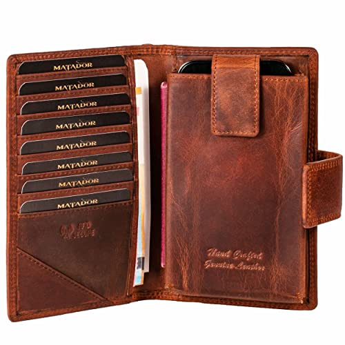 MATADOR Airtag Wallet Geldbeutel Leder Reisepass Organizer | Handytasche mit Portemonnaie und RFID Schutz | Dokumenten Organizer Mappe Reisemappe mit Geschenk-Box | Handgelenktasche mit Handyfach von MATADOR