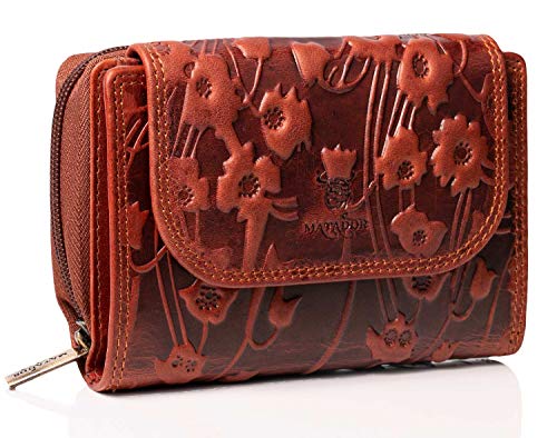 MATADOR |Murcia| Leder Portemonnaie Damen Mittelgroß mit edler Geschenkverpackung | Leder Geldbörse Damen Mittelgroß im Querformat | RFID Geldbörse Damen Geldbeutel Damen Mittelgroß Blumen Braun MATADOR |Murcia| Leder Portemonnaie Damen Mittelgroß mit edler Geschenkverpackung | Leder Geldbörse Damen Mittelgroß im Querformat | RFID Geldbörse Damen Geldbeutel Damen Mittelgroß Blumen Braun von MATADOR
