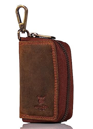MATADOR Echt Leder Schlüsselmäppchen für Auto Motorrad Schlüssel Tasche Hunter Braun mit Karabiner Metall Reißverschluss MATADOR Echt Leder Schlüsselmäppchen für Auto Motorrad Schlüssel Tasche Hunter Braun mit Karabiner Metall Reißverschluss von MATADOR