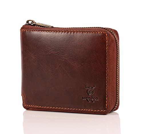 MATADOR Herren Geldbörse Leder - Echtleder Portemonnaie Damen Geldbeutel Leder - TÜV geprüfter RFID Schutz - YKK Reißverschluss umlaufend | Herren Portmonee Leder | Viele Kartenfächer Vintage Braun MATADOR Herren Geldbörse Leder - Echtleder Portemonnaie Damen Geldbeutel Leder - TÜV geprüfter RFID Schutz - YKK Reißverschluss umlaufend | Herren Portmonee Leder | Viele Kartenfächer Vintage Braun von MATADOR