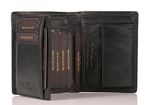 MATADOR Geldbörse XXL Portmonee Herren Groß Echt Leder mit vielen Fächern | Portemonnaie Geldbeutel Männer Hochformat Viele Karten Fächer| Herren-Geldbörsen RFID Schutz Blocker & Geschenk-Box Schwarz MATADOR Geldbörse XXL Portmonee Herren Groß Echt Leder mit vielen Fächern | Portemonnaie Geldbeutel Männer Hochformat Viele Karten Fächer| Herren-Geldbörsen RFID Schutz Blocker & Geschenk-Box Schwarz von MATADOR