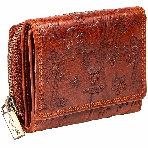 MATADOR Kleine ECHT Leder Geldbörse CHIQUITO Damen Portemonnaie Klein Frauen Geldbeutel TüV Geprüfter RFID/NFC Schutz Blumenprägung Braun MATADOR Kleine ECHT Leder Geldbörse CHIQUITO Damen Portemonnaie Klein Frauen Geldbeutel TüV Geprüfter RFID/NFC Schutz Blumenprägung Braun von MATADOR