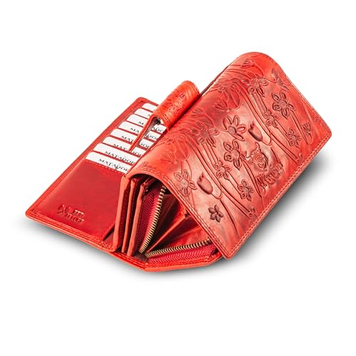 MATADOR |LISSABON| Leder Geldbeutel Damen Groß mit edler Geschenk Verpackung | Luxus RFID Geldbörse Damen Gross, Geldbörse Damen Groß Viele Fächer | Edles Damen Portemonnaie Leder Lang Blumen Rot MATADOR |LISSABON| Leder Geldbeutel Damen Groß mit edler Geschenk Verpackung | Luxus RFID Geldbörse Damen Gross, Geldbörse Damen Groß Viele Fächer | Edles Damen Portemonnaie Leder Lang Blumen Rot von MATADOR