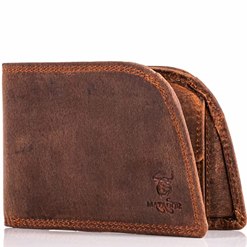 MATADOR Geldbörse Herren Vordertasche Echt Leder Jeans Wallet for Men Portmonee Herren Geldbeutel mit RFID Schutz Portemonnaie Huelva Vintage Braun von MATADOR