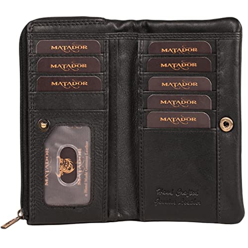 MATADOR |Puebla| Leder Portemonnaie Damen Schwarz Mittelgroß mit edler Geschenk Box | Leder Geldbörse Damen Schwarz Mittelgroß im Hochformat | RFID Geldbörse Damen Leder Geldbeutel Damen Mittelgroß MATADOR |Puebla| Leder Portemonnaie Damen Schwarz Mittelgroß mit edler Geschenk Box | Leder Geldbörse Damen Schwarz Mittelgroß im Hochformat | RFID Geldbörse Damen Leder Geldbeutel Damen Mittelgroß von MATADOR